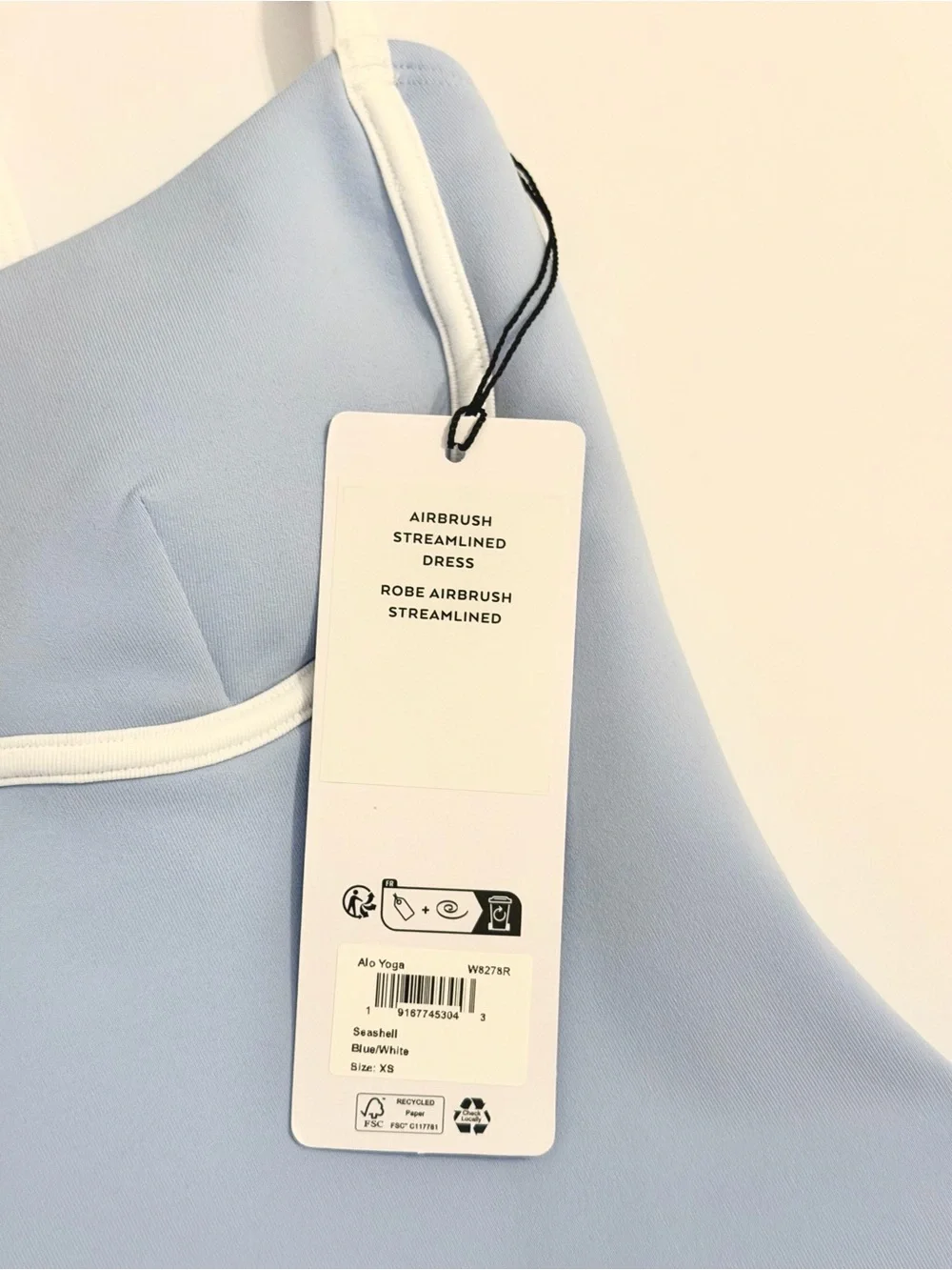 NWT ALO Airbrush Streamlined Dress • Seashell Blue • in Size X-Small • Brand New